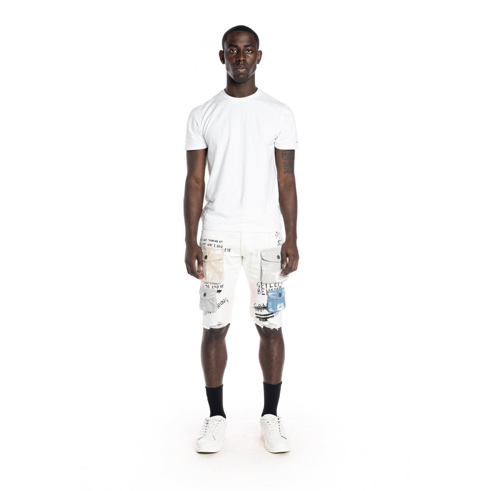 Smoke Rise Colorblock Jean Shorts - Ecru