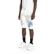 Smoke Rise Colorblock Jean Shorts - Ecru