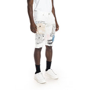 Smoke Rise Colorblock Jean Shorts - Ecru