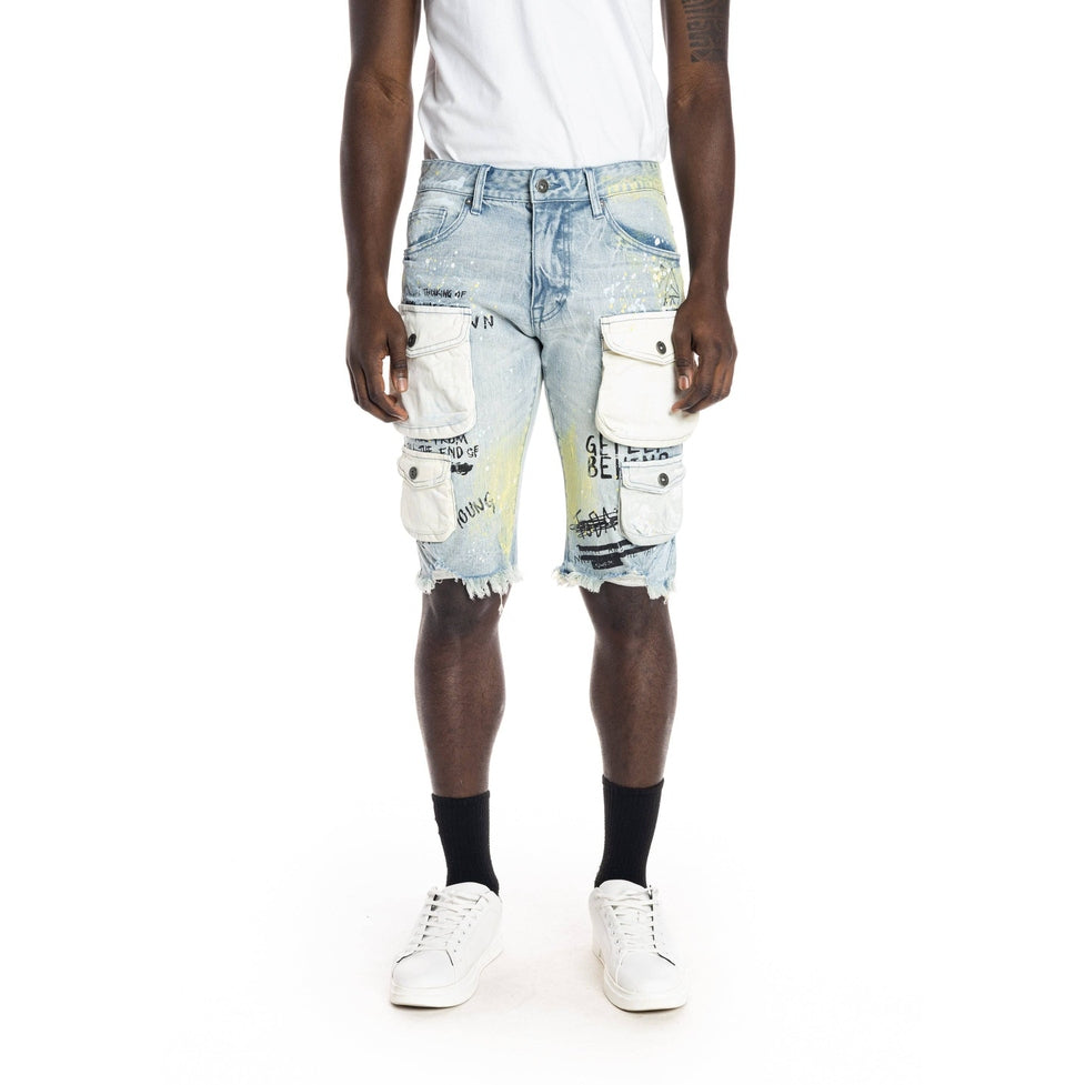 Colorblock Denim Short Mulberry Blue - Smoke Rise