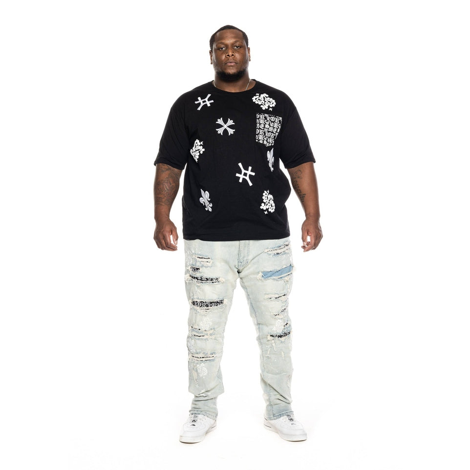 Smoke Rise Big and Tall Big and Tall Monogram Fashion Tee - Black