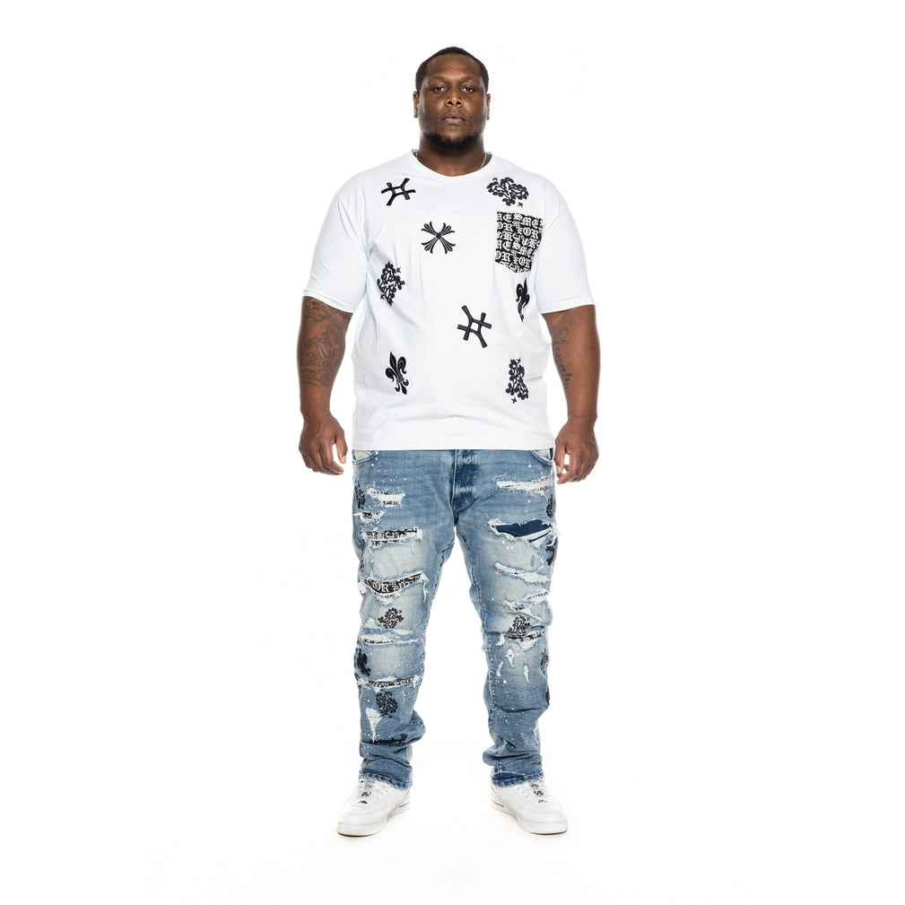 Smoke Rise Big and Tall Big and Tall Monogram Fashion Tee - White