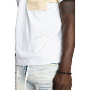 Smoke Rise Patchwork Pocket Fashion Tee - White