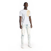 Smoke Rise Patchwork Pocket Fashion Tee - White