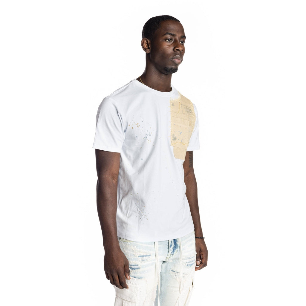 Smoke Rise Patchwork Pocket Fashion Tee - White