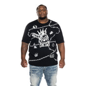 Smoke Rise Big and Tall Big and Tall Mixed Media Fashion Tee -Black