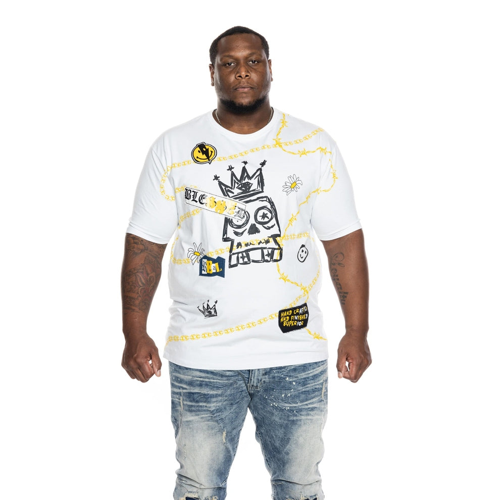 Smoke Rise Big and Tall Big and Tall Mixed Media Fashion Tee - White