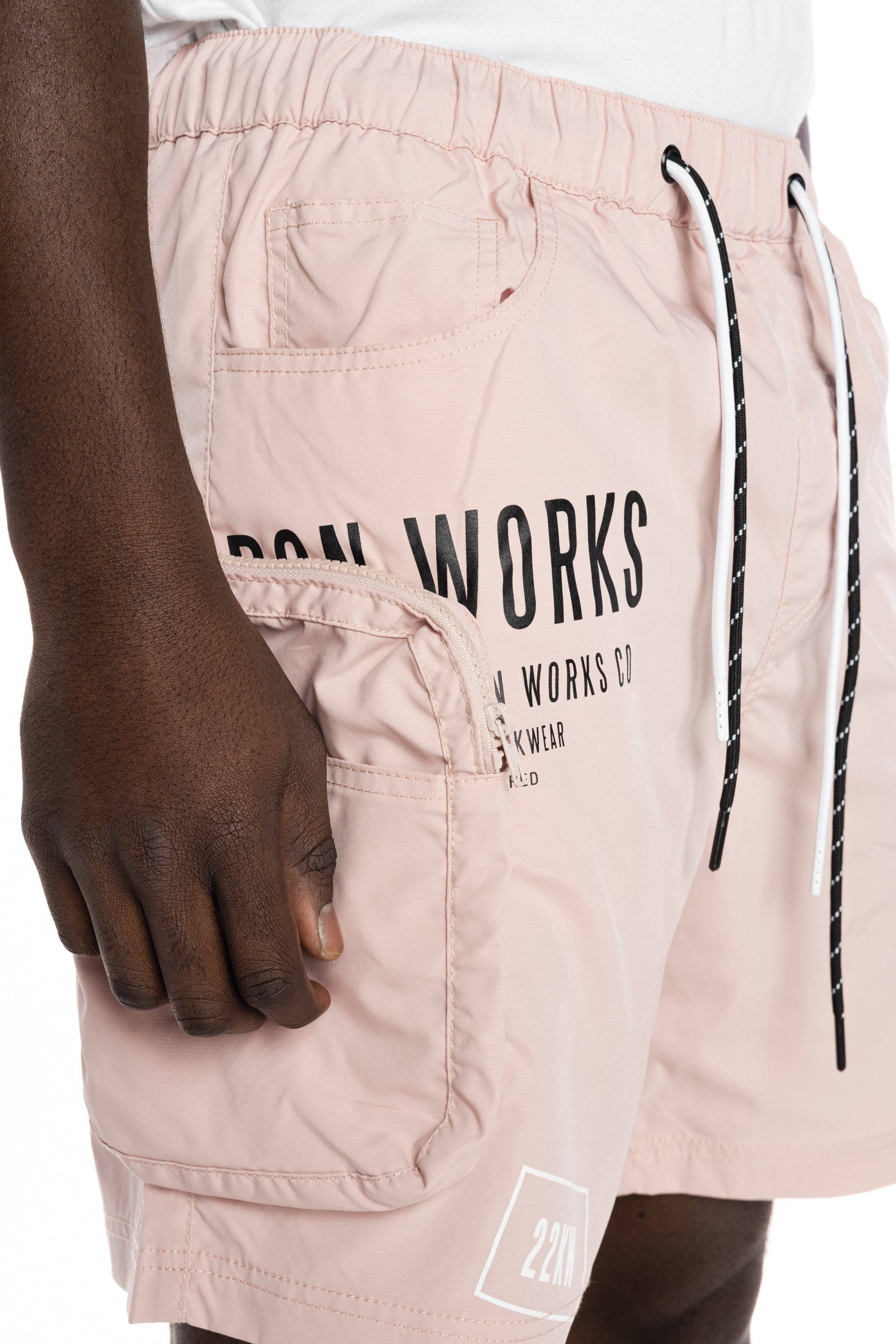 Printed Utility Fashion Shorts Pale Pink - Smoke Rise