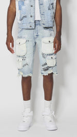 Colorblock Denim Short Mulberry Blue