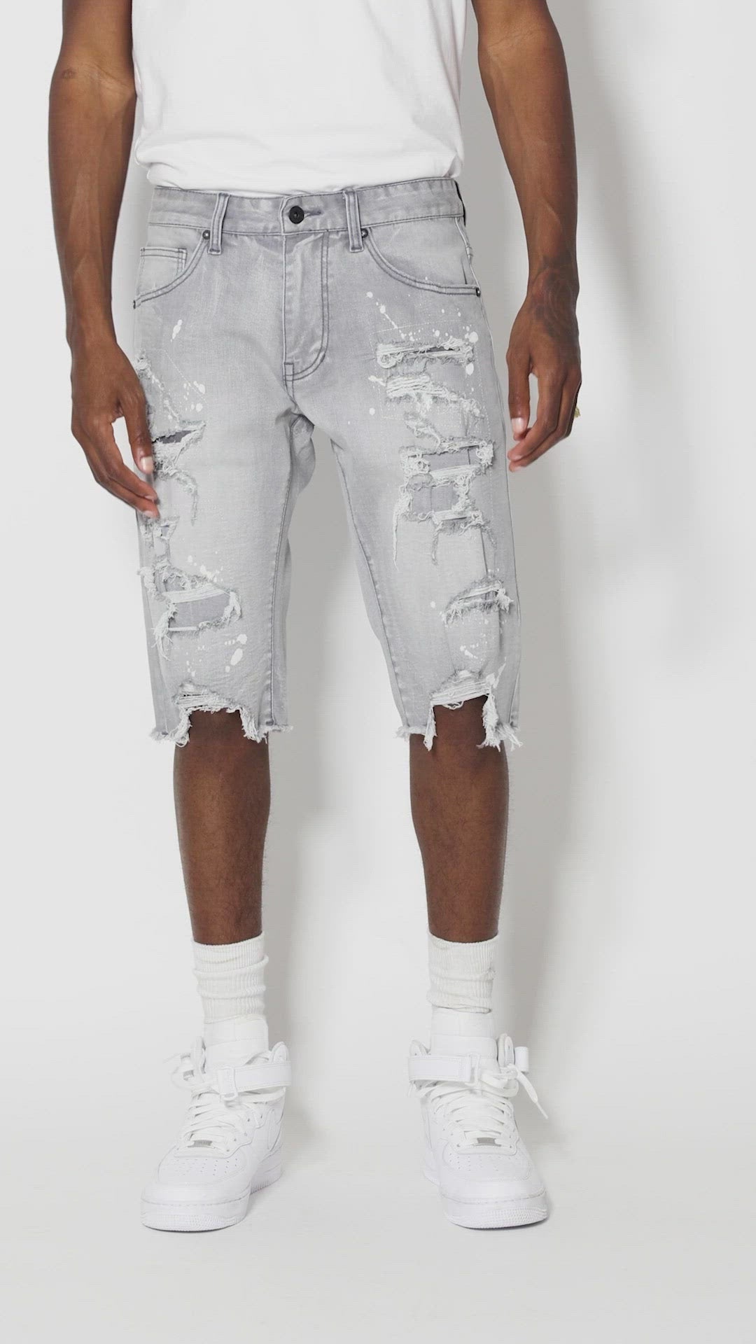 Ripoff Semi Basic Jean Shorts - Light Grey