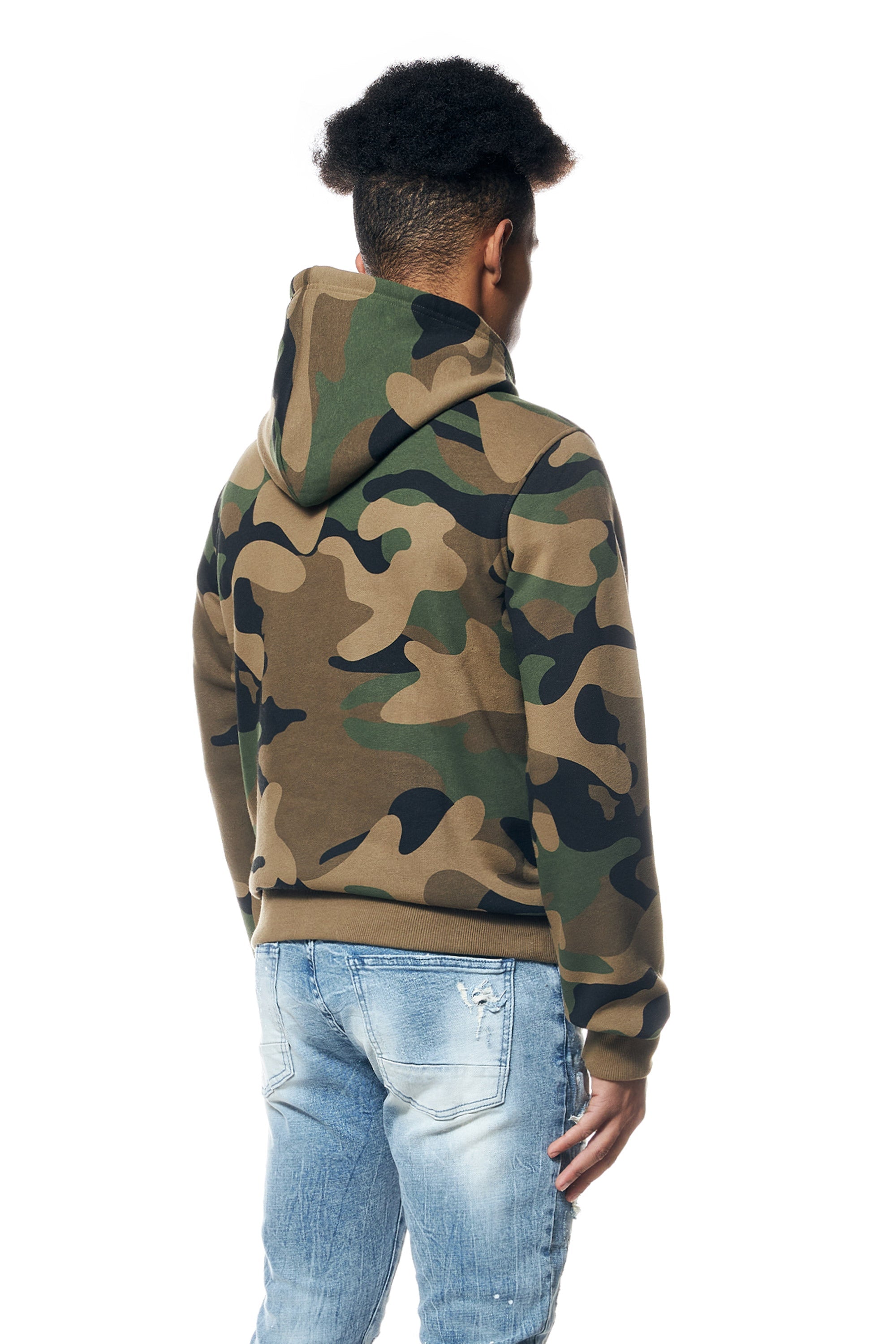 Graphic Pullover Fleece Hoodie - Wood Camo