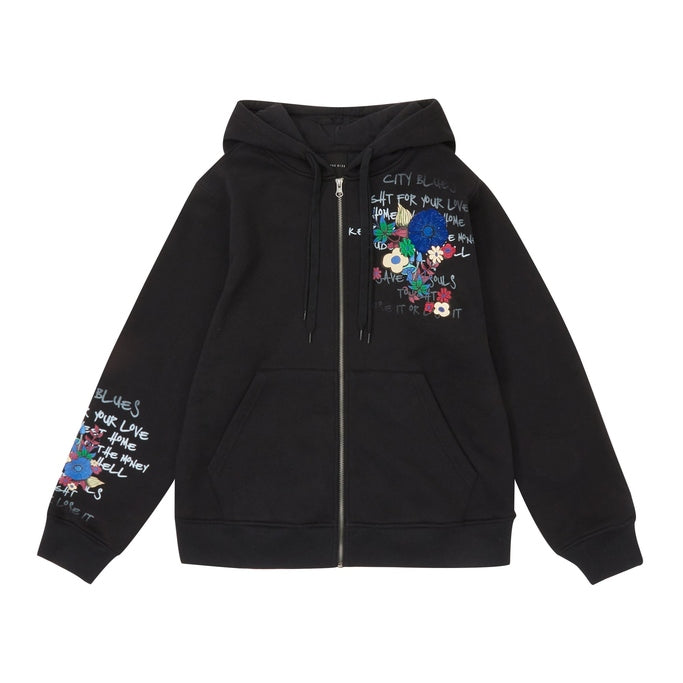Graphic Zip Up Fleece Hoodie