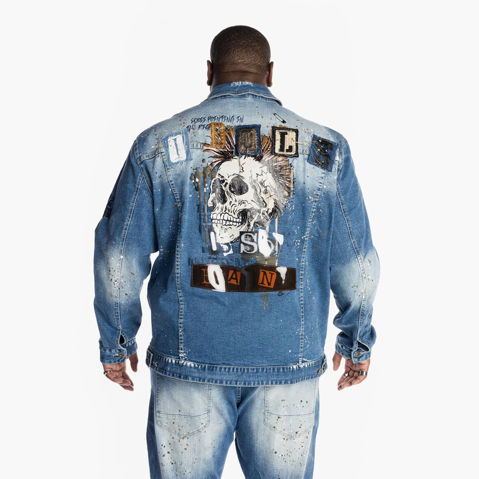 Smoke Rise Big and Tall Doodle Fashion Jacket - Bristol Blue