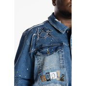 Smoke Rise Big and Tall Big and Tall Doodle Fashion Jacket - Bristol Blue