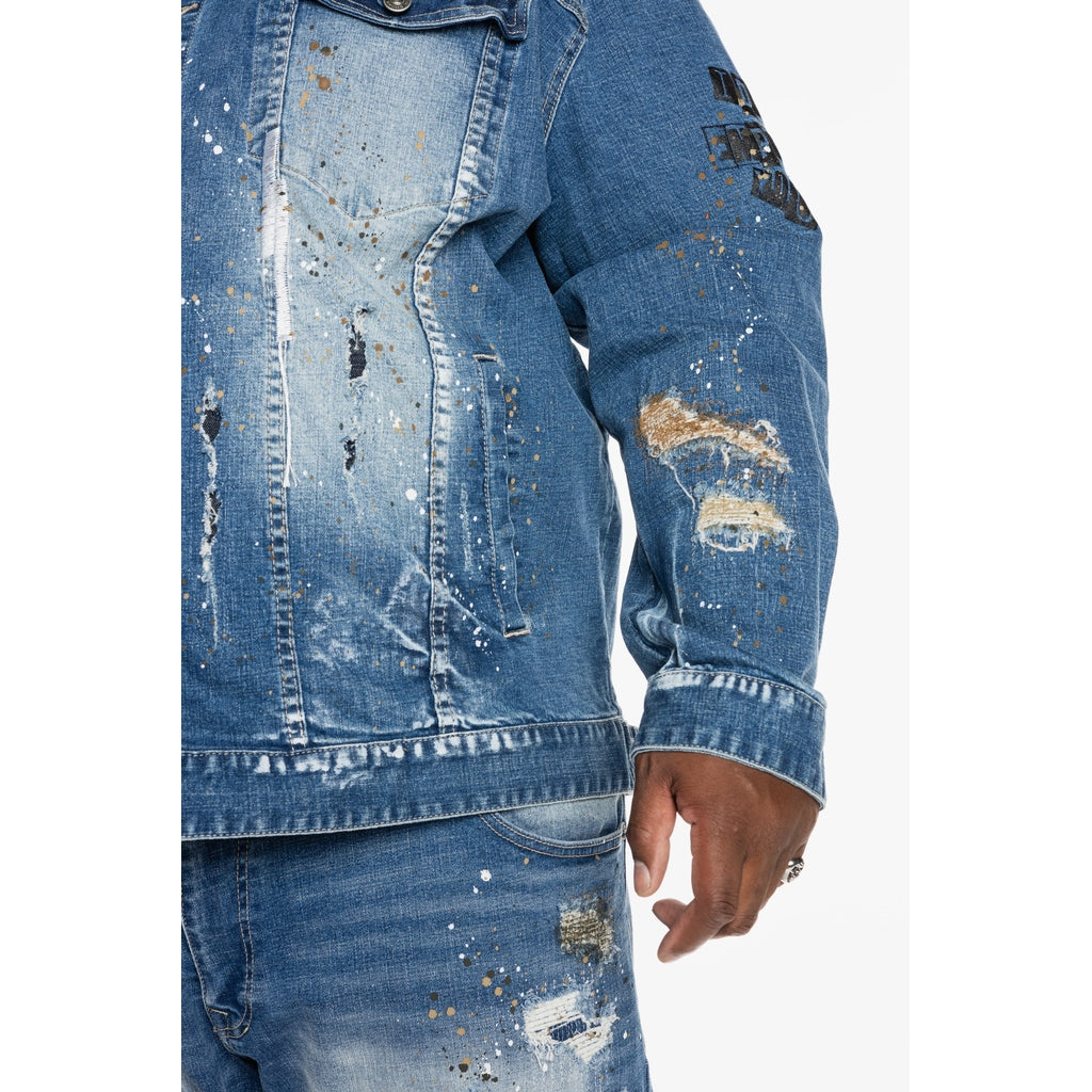 Smoke Rise Big and Tall Big and Tall Doodle Fashion Jacket - Bristol Blue