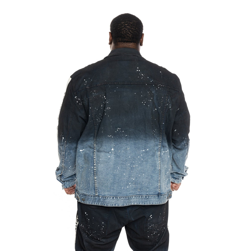 Smoke Rise Big and Tall Big and Tall Overspray Fashion Denim Jacket - Orient Blue