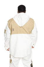 Big and Tall Utility Fashion Cargo Jacket With Hood Cream - Smoke Rise