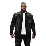 Big And Tall Overspray Utility Denim Jacket - Smoke Rise