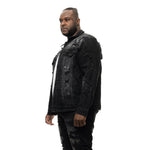 Big And Tall Overspray Utility Denim Jacket - Smoke Rise