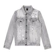 Smoke Rise Distressed Rip & Repair Jean Jacket - Union Grey