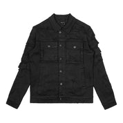 Smoke Rise Distressed Rip & Repair Jean Jacket - Black