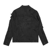 Smoke Rise Distressed Rip & Repair Jean Jacket - Black