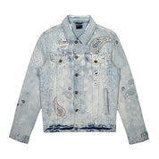 Smoke Rise Paisley Jean Jacket - Sherman Blue