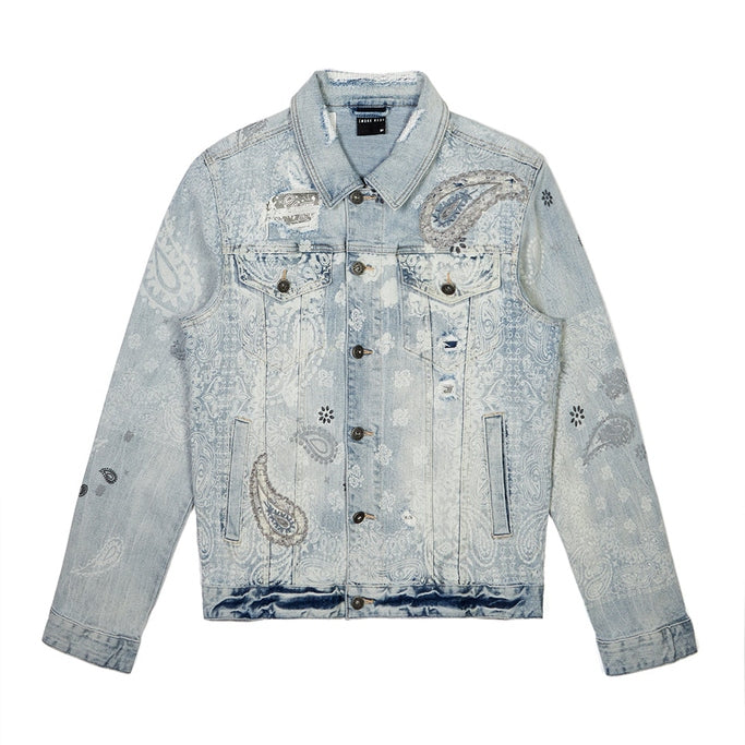 Smoke Rise Paisley Jean Jacket - Sherman Blue