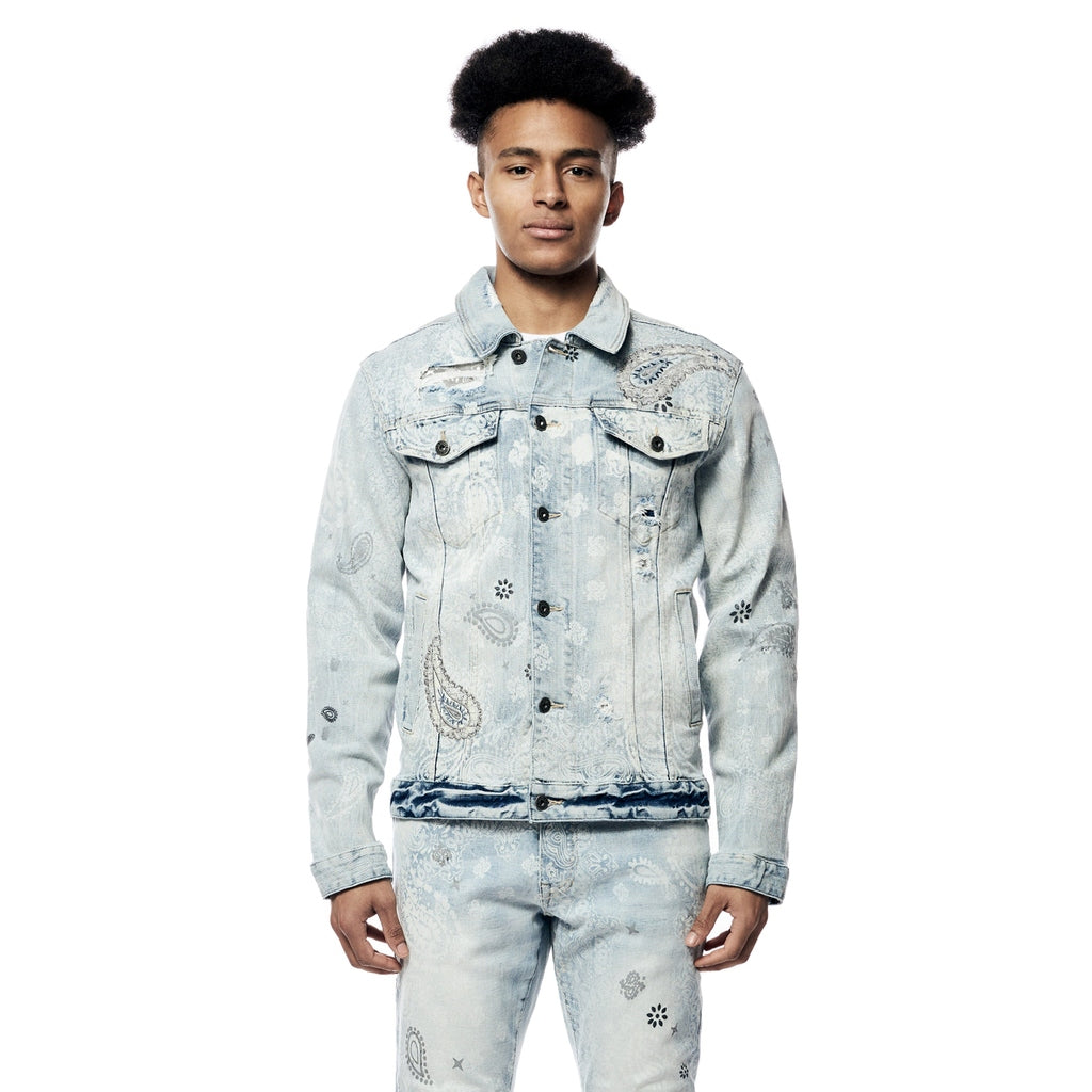 Smoke Rise Paisley Jean Jacket - Sherman Blue