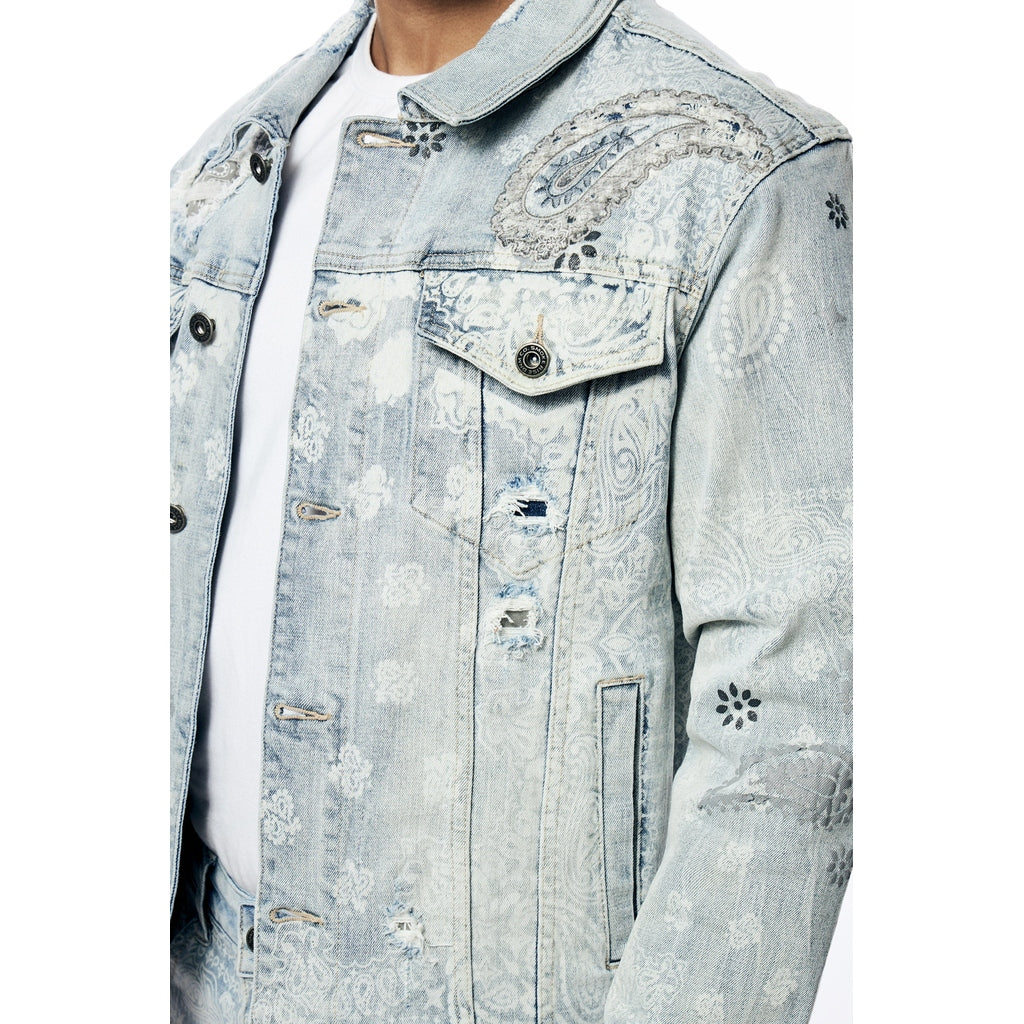 Smoke Rise Paisley Jean Jacket - Sherman Blue