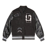 Varsity Vegan Leather & Denim Jacket
