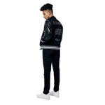 Varsity Vegan Leather & Denim Jacket