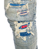 Heavy Rip & Repair Fashion Jeans Heritage Blue - Smoke Rise