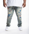Big and Tall Heavy Rip & Repair Fashion Jeans Heritage Blue - Smoke Rise