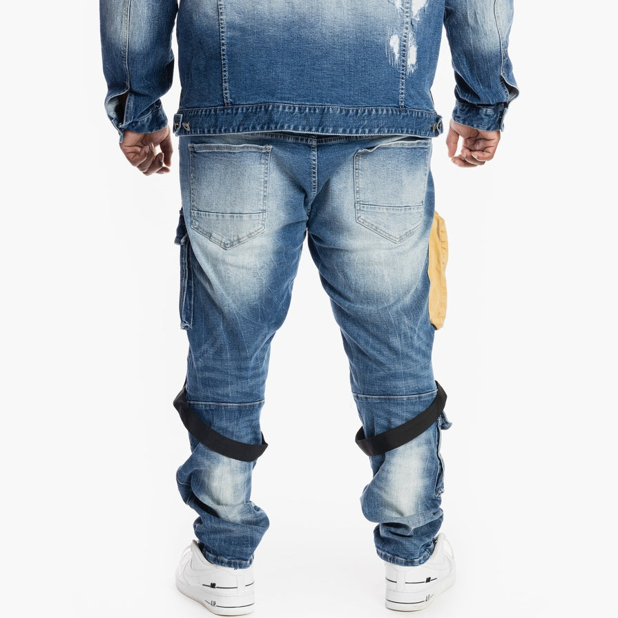 Smoke Rise Big and Tall Big and Tall Utility Fashion Jeans - Bristol Blue