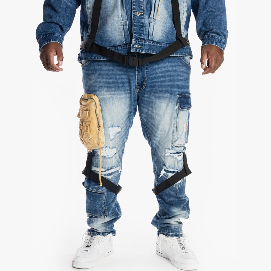 Smoke Rise Big and Tall Big and Tall Utility Fashion Jeans - Bristol Blue