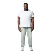 Smoke Rise Big and Tall Big and Tall - Rip & Repaired Lightning Washed Denim Jeans - Industrial Blue