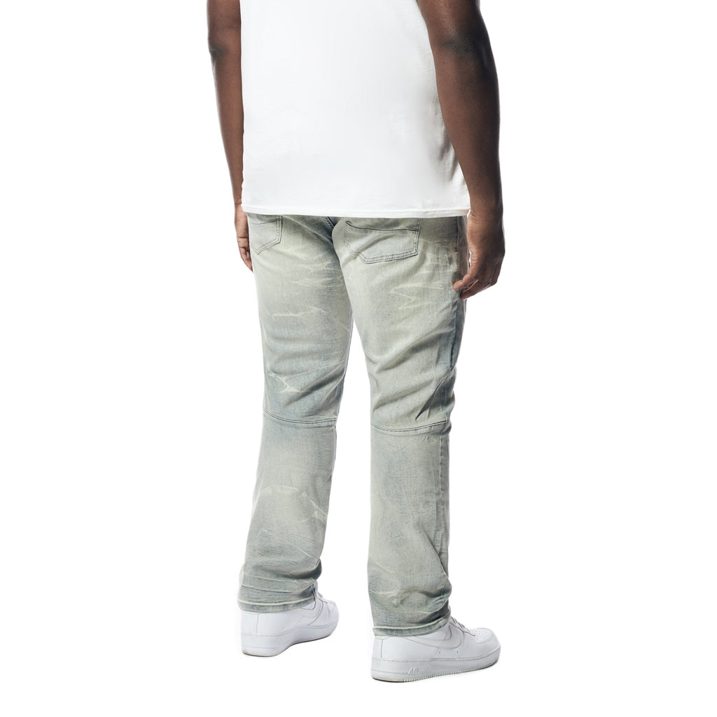 Smoke Rise Big and Tall Big and Tall - Rip & Repaired Lightning Washed Denim Jeans - Industrial Blue