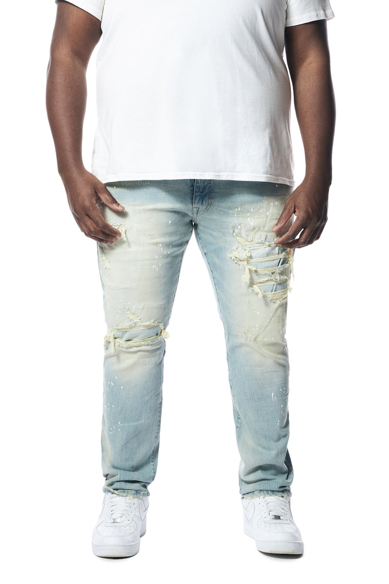 Big & Tall - Distressed Rip & Repair Slim Tapered Denim Jeans