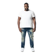 Smoke Rise Big and Tall Big and Tall - Distressed Rip & Repair Denim Jeans - Westport Blue