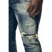 Smoke Rise Big and Tall Big and Tall - Distressed Rip & Repair Denim Jeans - Westport Blue