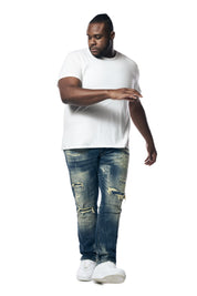 Big and Tall - Distressed Rip & Repair Denim Jeans - Westport Blue