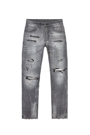 Rip & Repair Super Skinny Denim Jeans - Pluto Grey