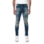 Smoke Rise Rip & Repair Super Skinny Denim Jeans - Westport Blue