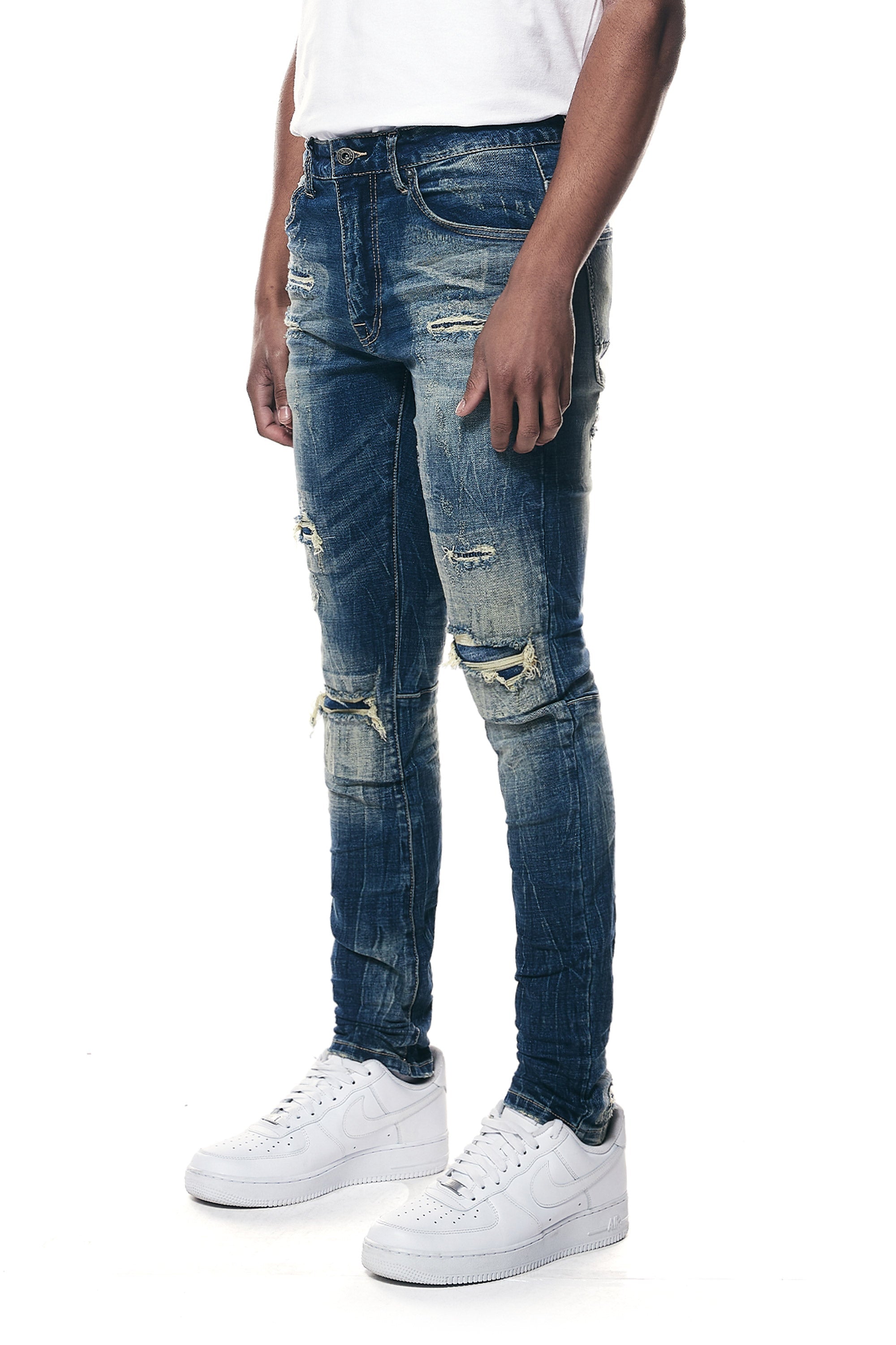 Rip & Repair Super Skinny Denim Jeans - Westport Blue