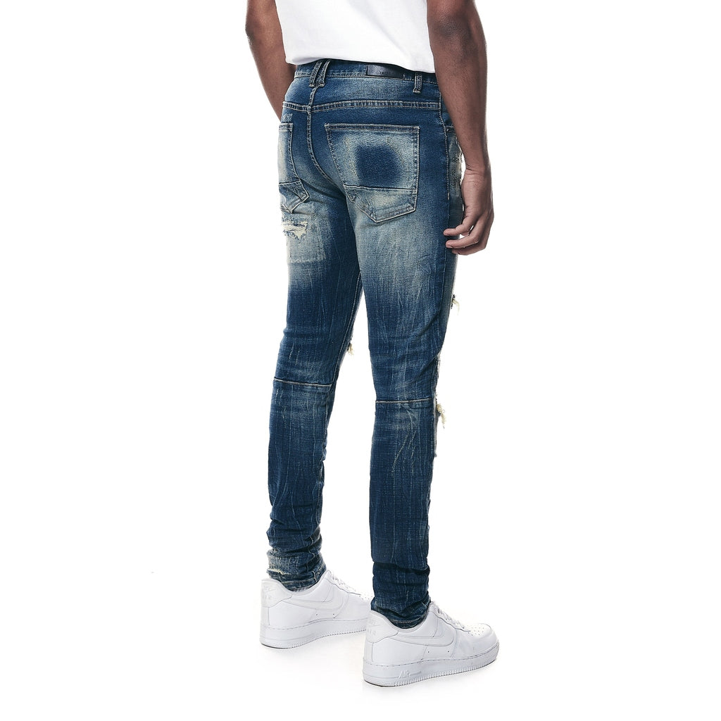 Smoke Rise Rip & Repair Super Skinny Denim Jeans - Westport Blue