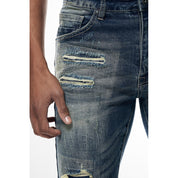 Smoke Rise Rip & Repair Super Skinny Denim Jeans - Westport Blue
