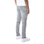 Distressed Rip & Repair Slim Tapered Denim Jeans