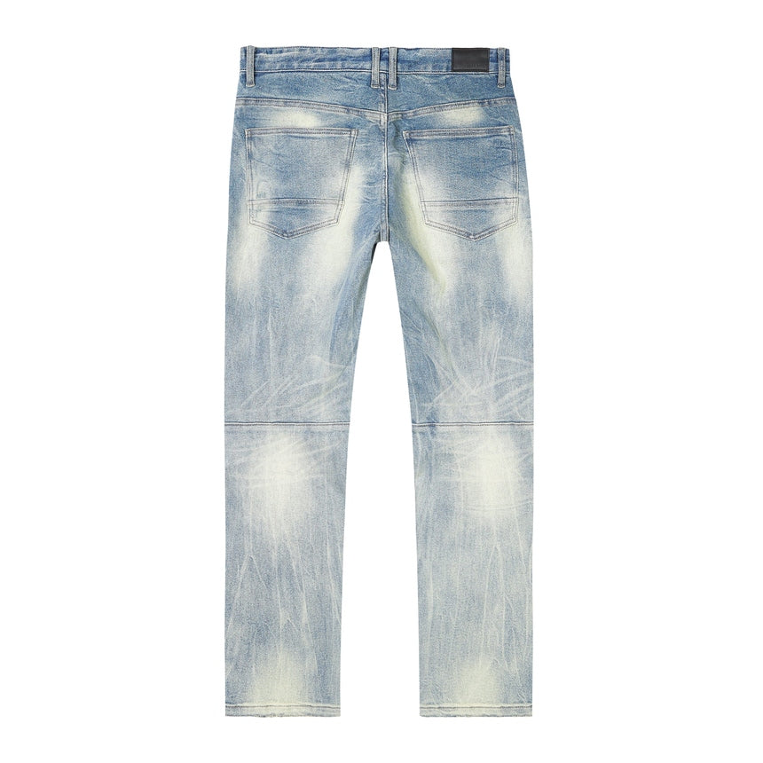 Smoke Rise Distressed Rip & Repair Easy Slim Denim Jeans - Suffolk Blue