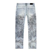 Smoke Rise Tattoo Slim Fit Denim Jeans - Sherman Blue